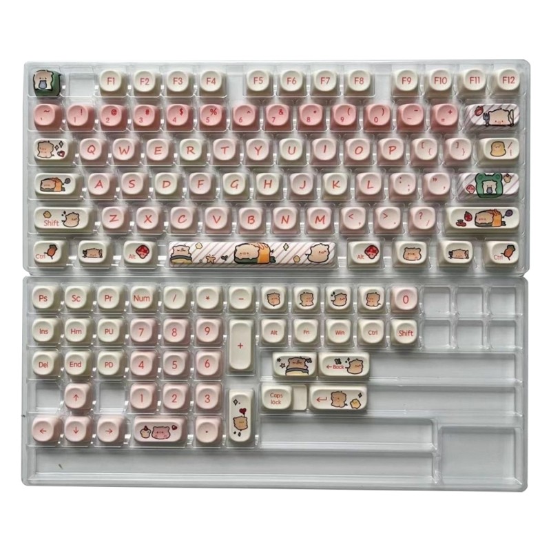 118Keys Pink Pig PBT Dye Sublimation Keycap Set Keyboards MOA Profile Keycaps