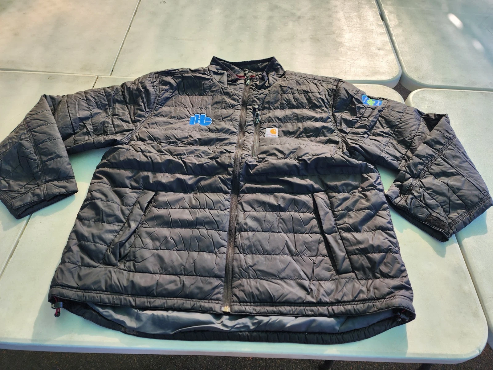CARHARTT MEN'S INSULATED QUILTED LINED JACKET BLACK SIZE XLARGE IS USED AND HAS