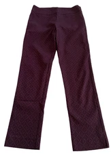 Erica Taylor Women's Medium Burgundy and Black Patterned Skinny Pants