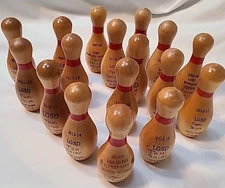 17 VTG  1968-2024 Wood Miniature League Bowling Pins High Game Trophy Award