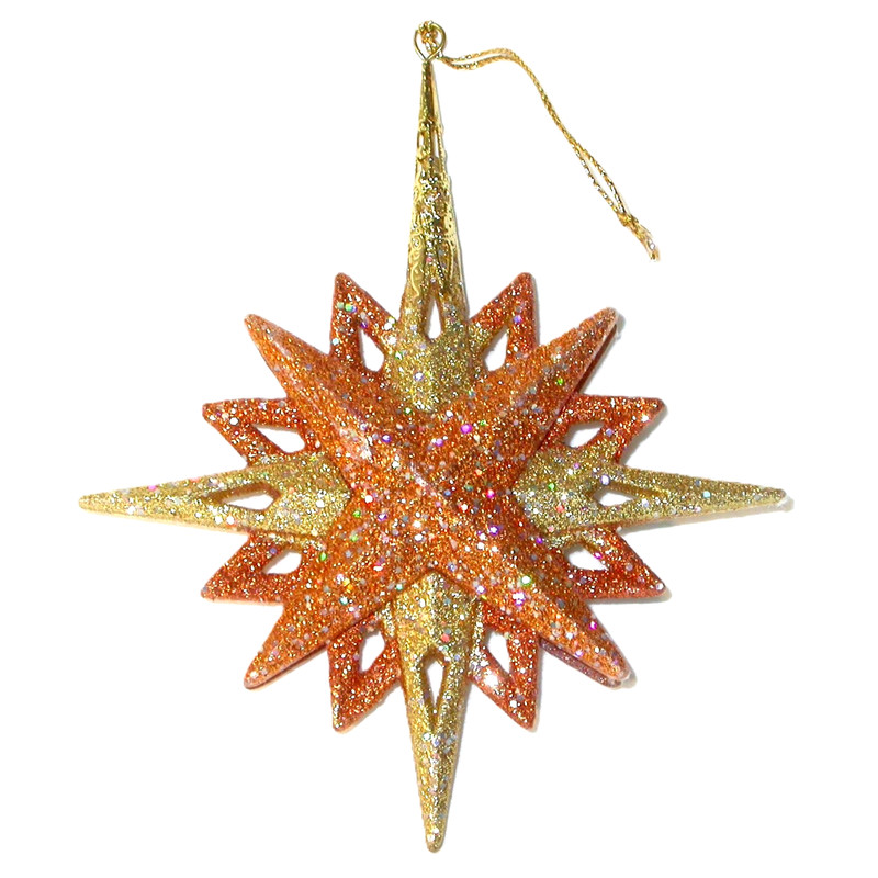 MCM Atomic Sputnik STARBURST Mod Christmas Star Ornament Glitter Pink Gold Mod