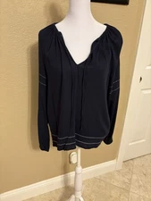 Gap Blue Women’s Drapey Long Sleeve Blouse, Size Large