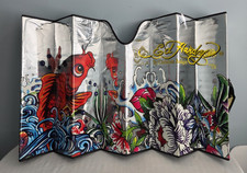 Vintage Ed Hardy Car Window Shield Y2k Windshield Shade Cover Koi Fish Visor