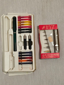 Lot 2 Vintage Calligraphy Sets –Shaeffer, Hunt Calligraphy Pens - As Is