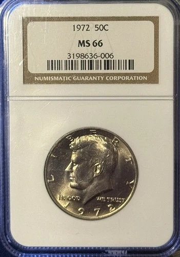 1972 Kennedy Half Dollar 50c Coin NGC Certified MS66 Philadelphia Mint Type 3