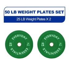 Olympic Bumper 25 Plate Weight Lifting Set 50 Lb Set Steel Hub Colored Home Gym
