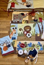 Lambs  Ivy Safari Crib Nursery Jungle Animal Sports 4 Piece W/quilt Ex Con