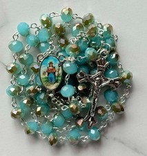 Crystal Glass Bead Silver Metal Holy Rosary for Catholic Church Pray Gift