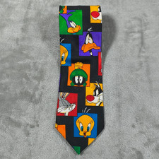 Vintage Looney Tunes Tie Warner Bros 1994 Bugs Bunny Tweety Marvin Martian