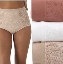 NEW Women's Bali Large Cotton Modal Lace High Rise Brief DFCLB3 Rose White Beige