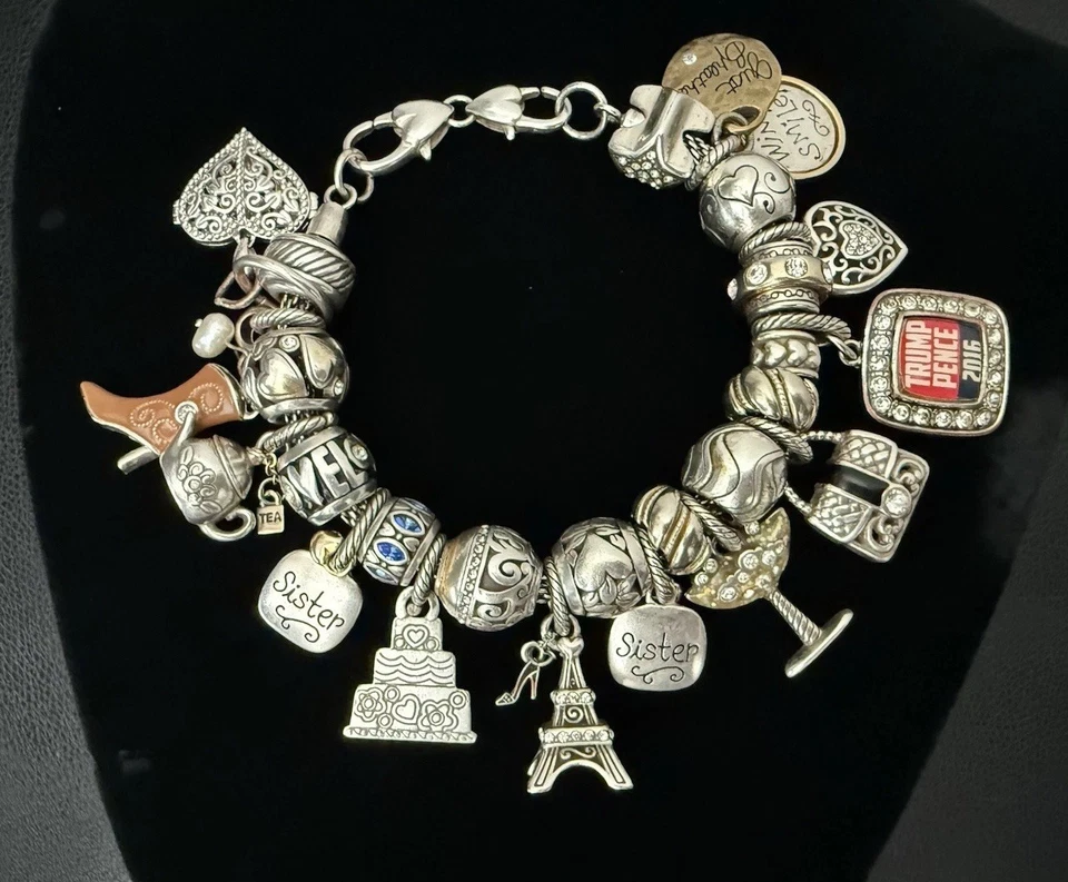 Pulsera Brighton Charm Plata Llave a Mi Corazón Trump Pastel París Hermana Guiño Foto 2 de 4