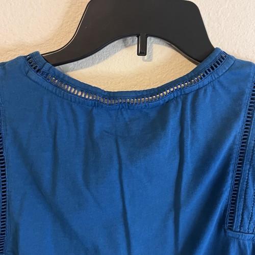 Banana Republic Blue Sleeveless Crochet Trim Top Women’s Small Business Casual - Picture 10 of 10