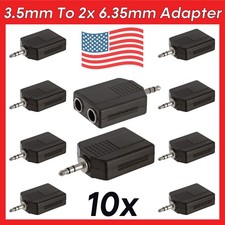 10 Pack 3.5mm Plug to Two 6.35mm Jacks Stereo Adapter 1/8" to Dual 1/4" Splitter