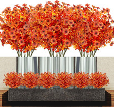 15 Bunches Artificial Silk Flowers for Outdoor UV Resistant Faux Flowers Plastic