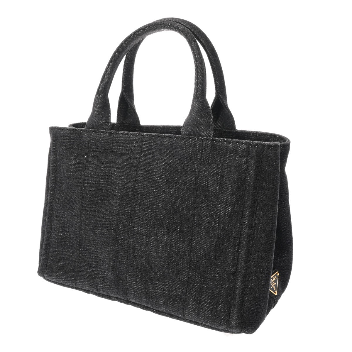PRADA Canapa Mini Black 1BG439 Ladies Denim Handbag AB Rank Used  from japan thumbnail 2