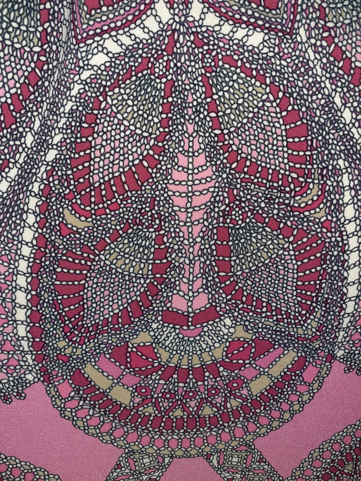 NEW TOMMY HILFIGER Sz 16 A-Line Dress Pink Black Floral Sleeveless Stretch Midi - Image 4 of 4