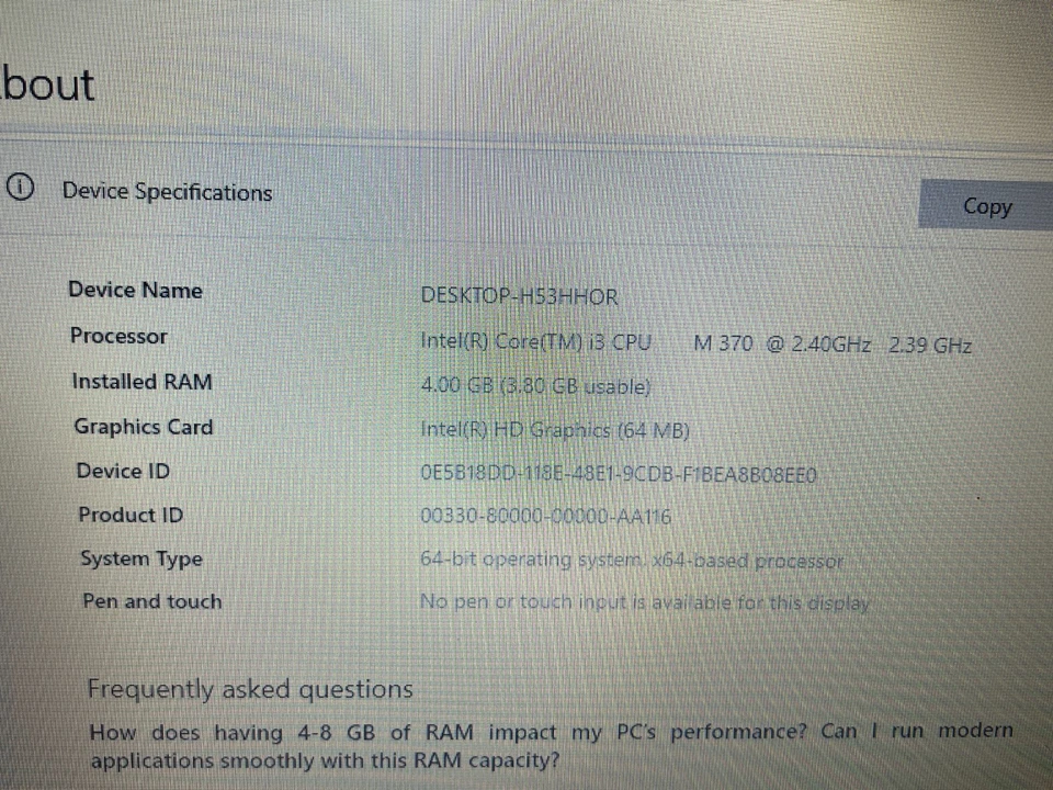 Dell Inspiron N5010 15R P10F Laptop 15.6" Screen Intel i3-M370 320GB HDD Windows - Image 3 of 4