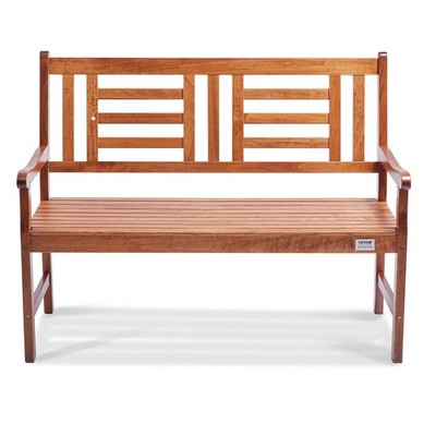 48in Outdoor Bench Solid Wood 700lb Capacity Backrest & Armrests