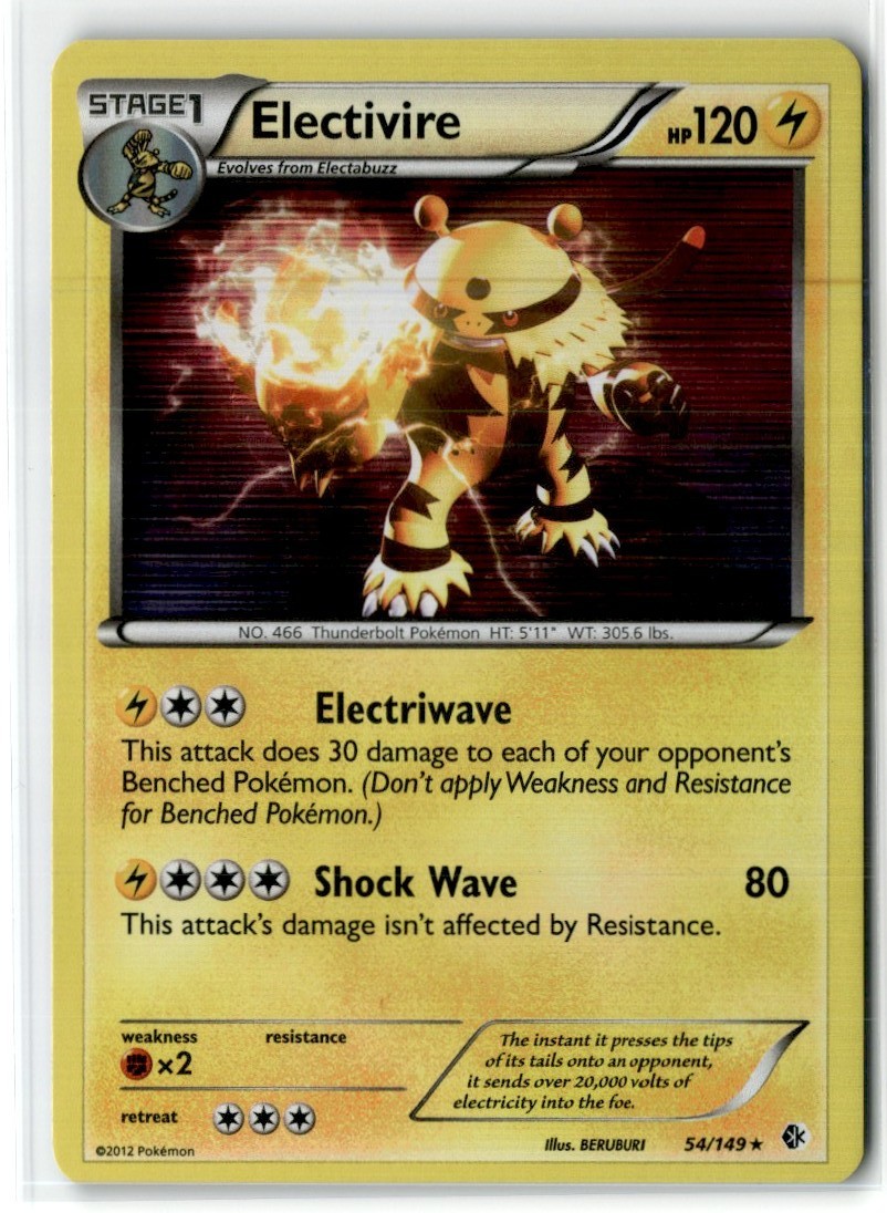 2012 Pokemon Boundaries Crossed Electivire Holo Rare #54/149
