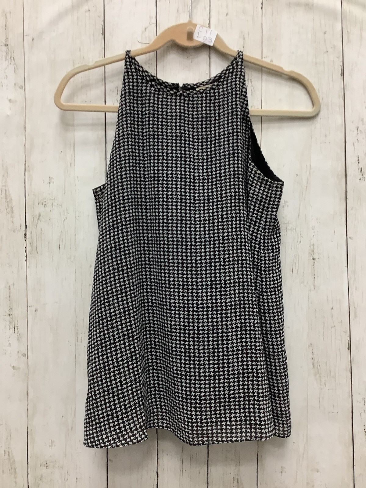 Banana Republic Women's XS Sleeveless Black & White Houndstooth Shell Blouse Top