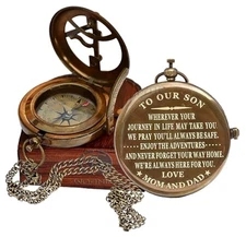 WOANIN Personalized Compass,Gift for Husband,Son,to My Man, to Our Brass Finish