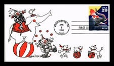 Dr Jim Stamps 29C Circus Elephant Thermographed Cachet First Day Cover