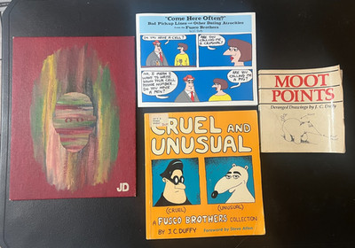 J.C. Duffy Fusco Brothers Original Art + 3 books Moot Points Cruel and Unusual