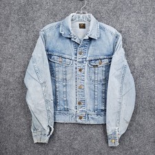 VINTAGE Lee 101 J Denim Jacket Mens 38 Regular Blue Button Union Made USA