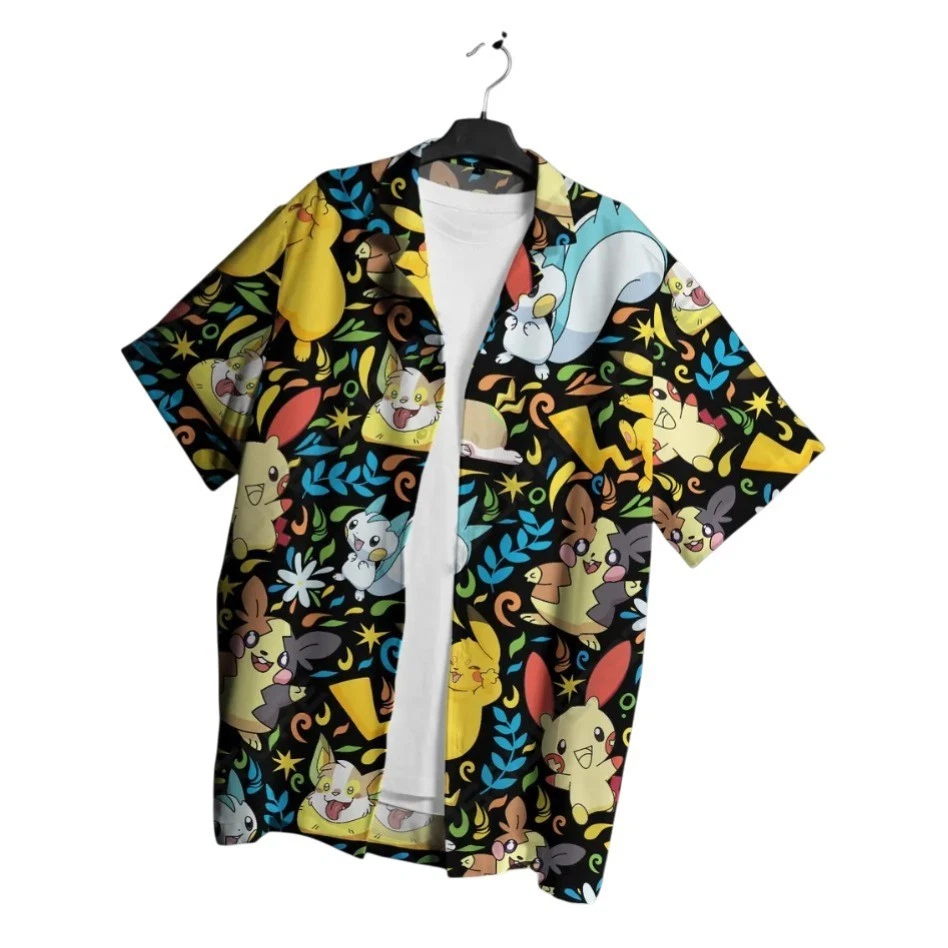 Electric Mouse Pachirisu Hawaiian Shirt Tropical Button Up Shirt Colorful Patter