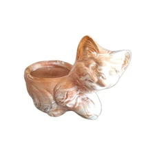 Vintage Terracotta Cat Kitty Miniature Planter Candle Holder Figurine 