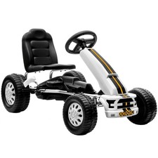 Pedal Go Kart with Lightweight Aluminum Frame, Steering Wheel, White