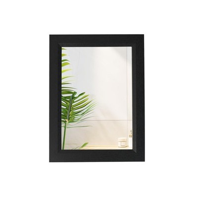 Small Rustic Black Bathroom Mirror, 11.8x15.8 Inch Wooden Frame Rectangle Wal...