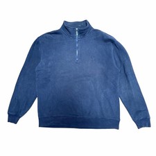 FILA Quarter Zip Pullover Logo Long Sleeve Casual Sweatshirt Blue Athletic Men L