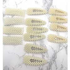 Pearl Snap Barrette Lot 14 Faux Pearl Hair Clips Wedding Bridal Hair