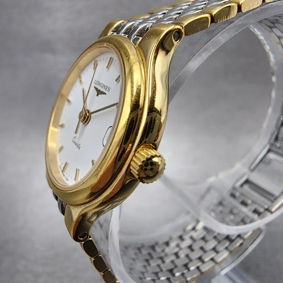 Longines Flagship Watch Women 24mm White Dial Two Tone Date Round 7291 New BattA - Image 3 of 4