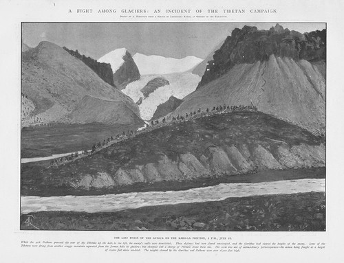 BRITISH EXPEDITION TO TIBET Attack on the Karo-La Position - Antique Print 1904