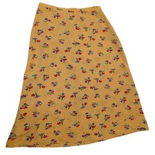 Villager Vintage Floral Yellow Skirt Size 10