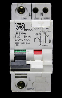 MK 20 AMP CURVE B 6kA 30mA DOPPELPOLIG RCBO TYP AC LN 6346s