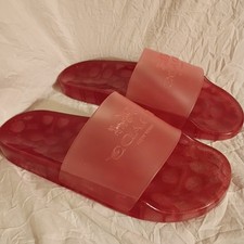 Coach Ulyssa Women's Pool Side Slides Size 10 - 10.5" Pink Rose Jelly Sandals