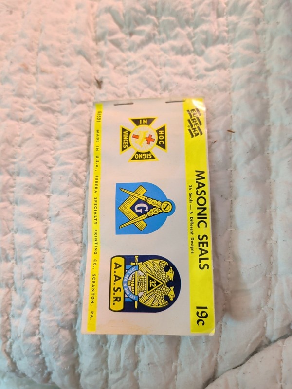 NOS Masonic Seals 1967 Decal Sheet Freemason Made In USA Eureka Carlisle Co