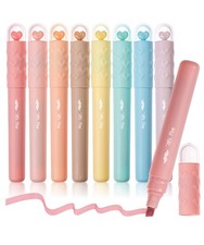 Aesthetic Highlighters set 8 Pack Chisel Tip Pastel Stationery mixed