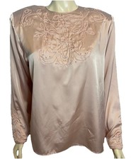 Vintage SK Co. Women's Embellished Blouse Pink Size 14 NWT
