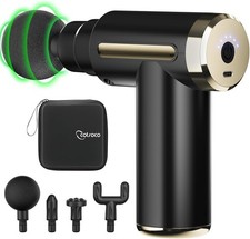 Mini Massage Gun Deep Tissue Muscle Massager with 6 Speeds 4 Massage Heads, Su