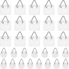 30Pcs Adhesive Picture Hangers without Nails Sticky Plate Hangers for the Wall P