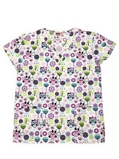 Womens Fashion Medical Nursing Scrub Tops Printed Girl Owls S