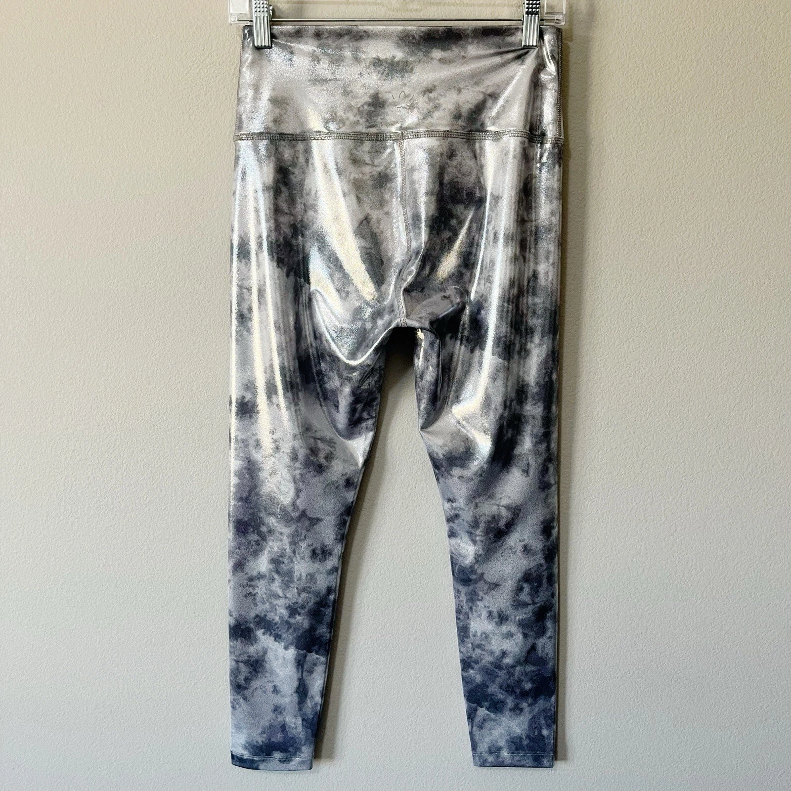 beyond-yoga high waisted midi foil tie dye metallic leggings