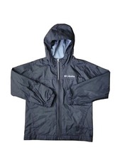 Columbia Unisex Youth Kids Sz XS 6-7 Black Hooded Windbreaker Full Zip Pockets