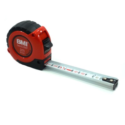 BMI Taschenrollbandmaß twoComp Taschen Bandmaß Rollmeter mit Gürtelclip 2m 3m 5m