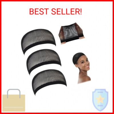 Dreamlover Crochet Wig Caps, Black Mesh Wig Caps for Wigs, 3 Pieces