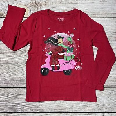 Haut Manches Longues Fille 'I ♥ Santa' Rouge - Taille XS 4/5 Ans, 100% Coton Occasion
